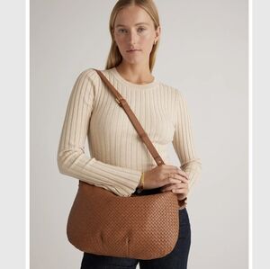 Quince Italian Leather Convertible Crescent Handwoven Shoulder Bag